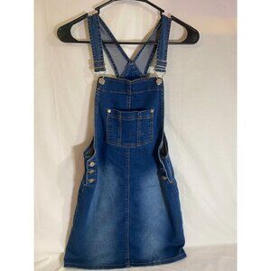 Wallflower lg 14-16 Girls Denim Overall Skirt w Front & Back Pockets Med Wash